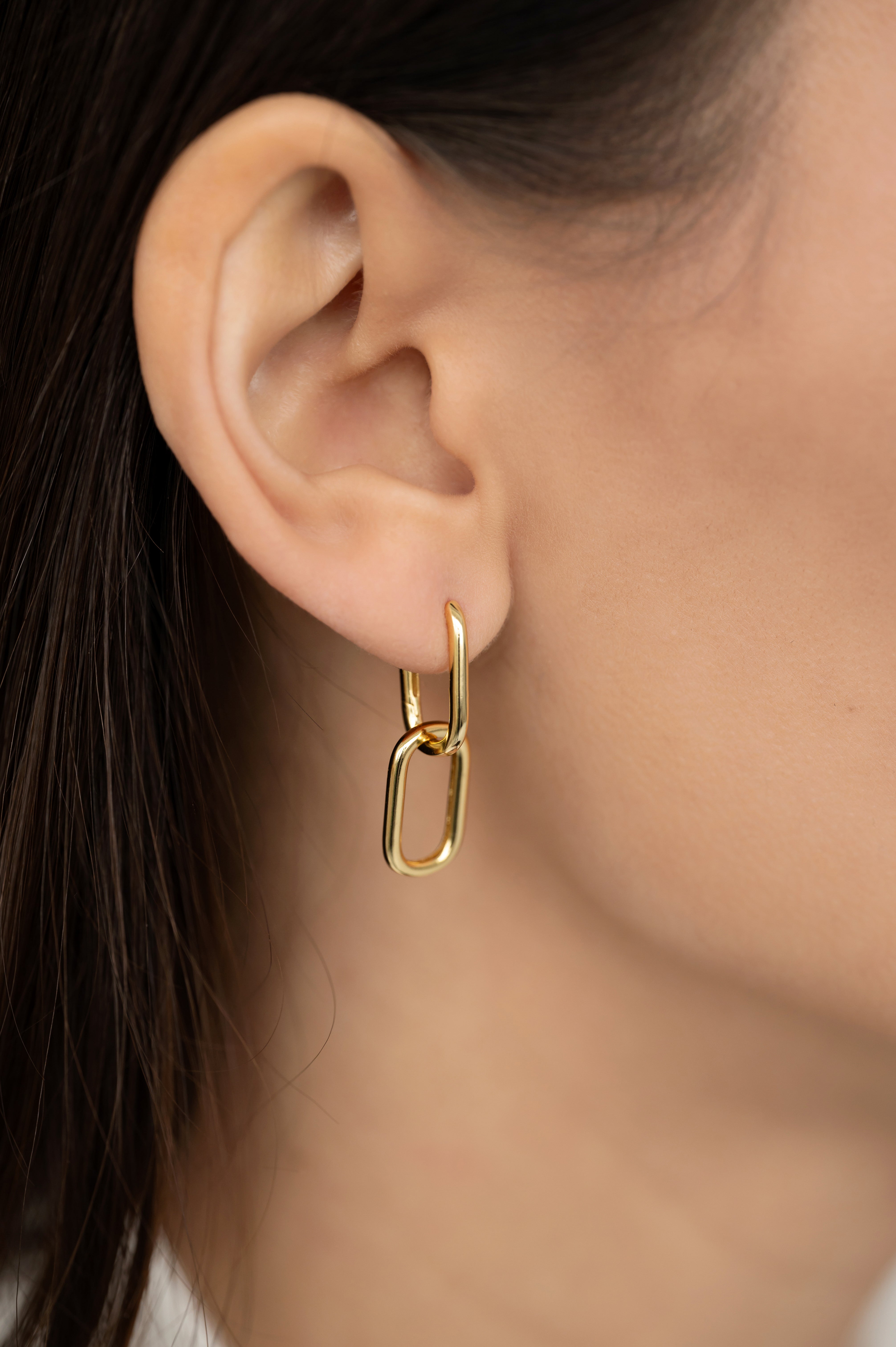 Earrings Wide Chain Gold