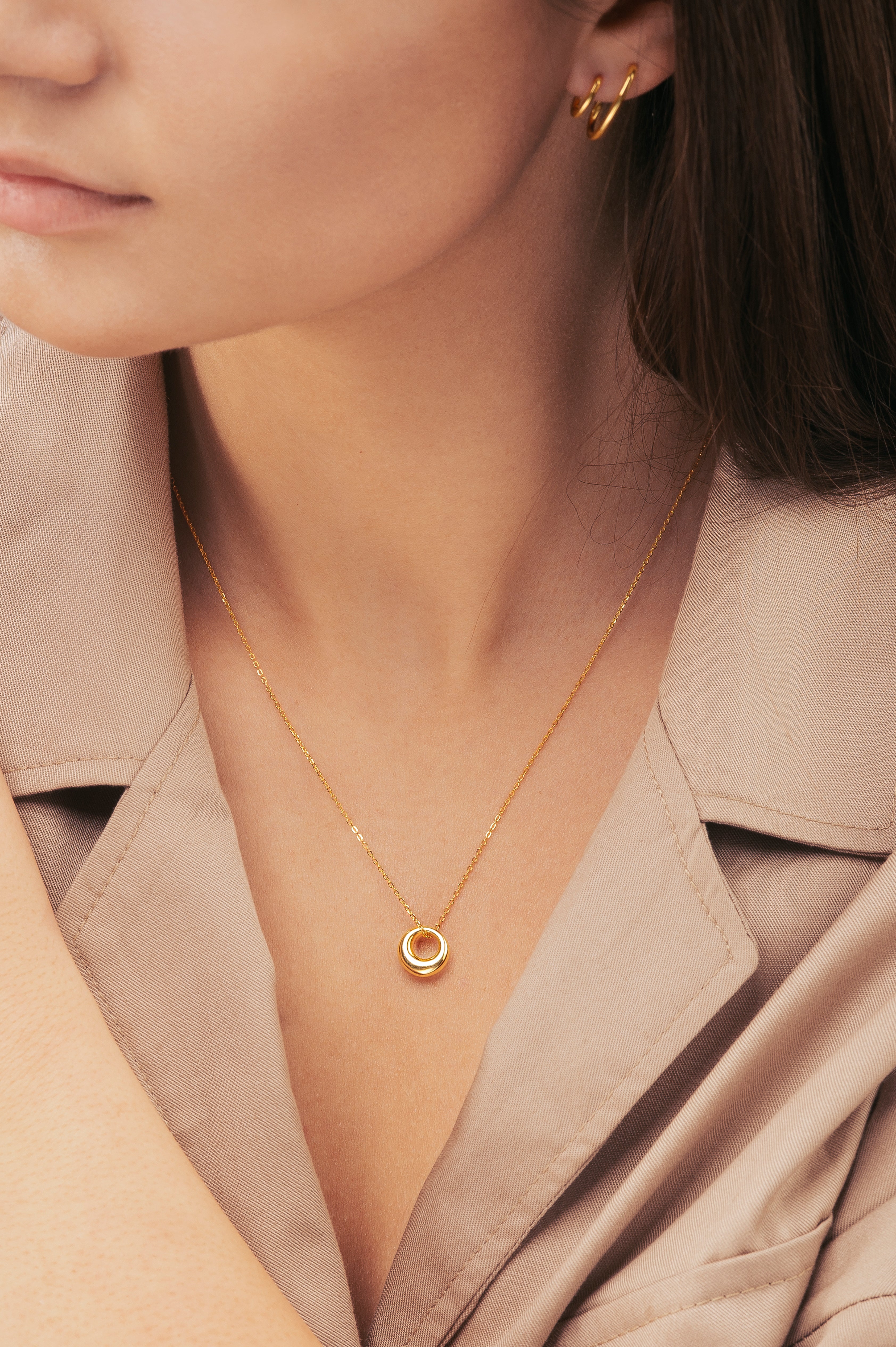 Gold-plated necklace OPEN OVAL 925 silver