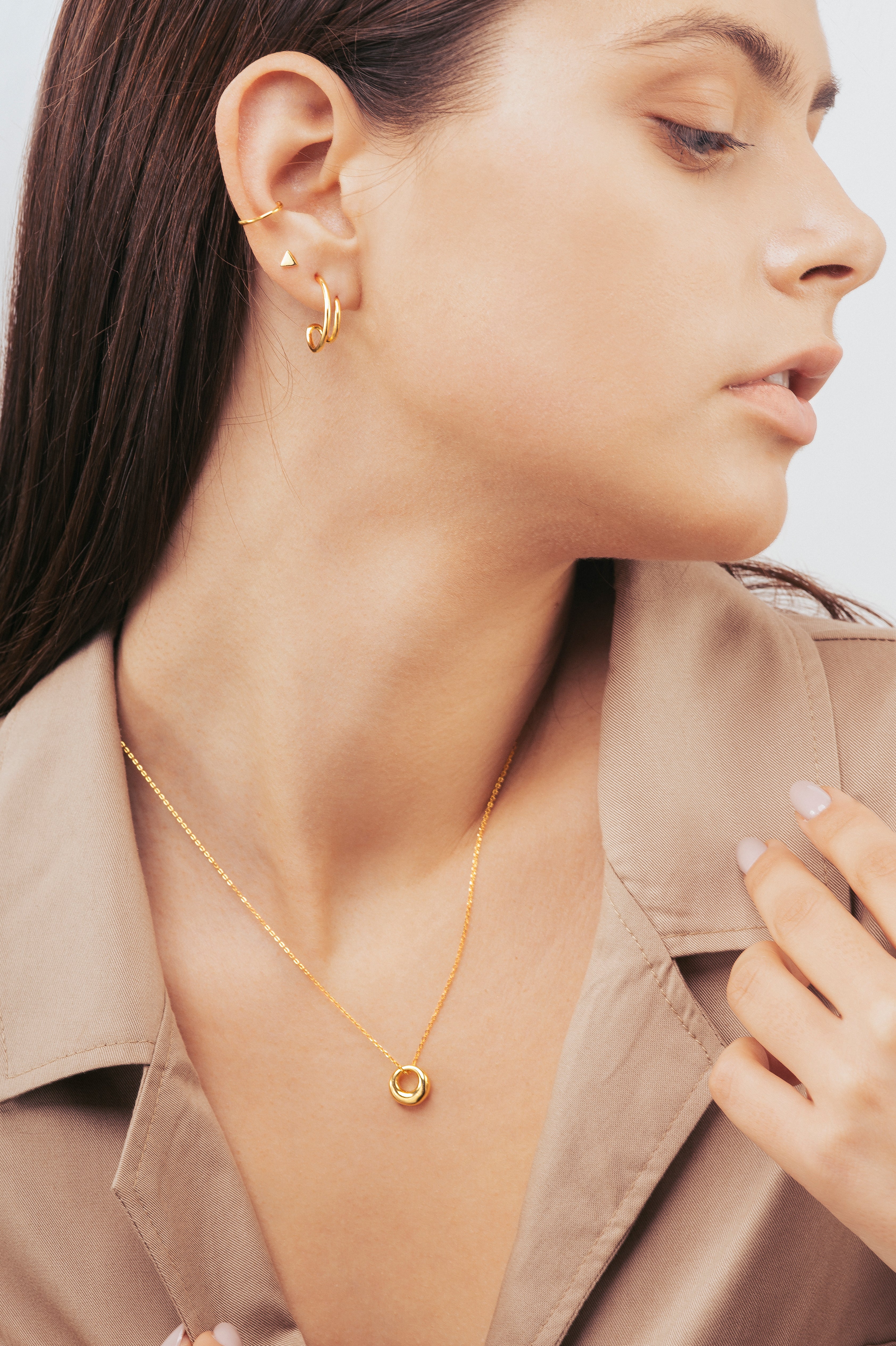 Gold-plated necklace OPEN OVAL 925 silver