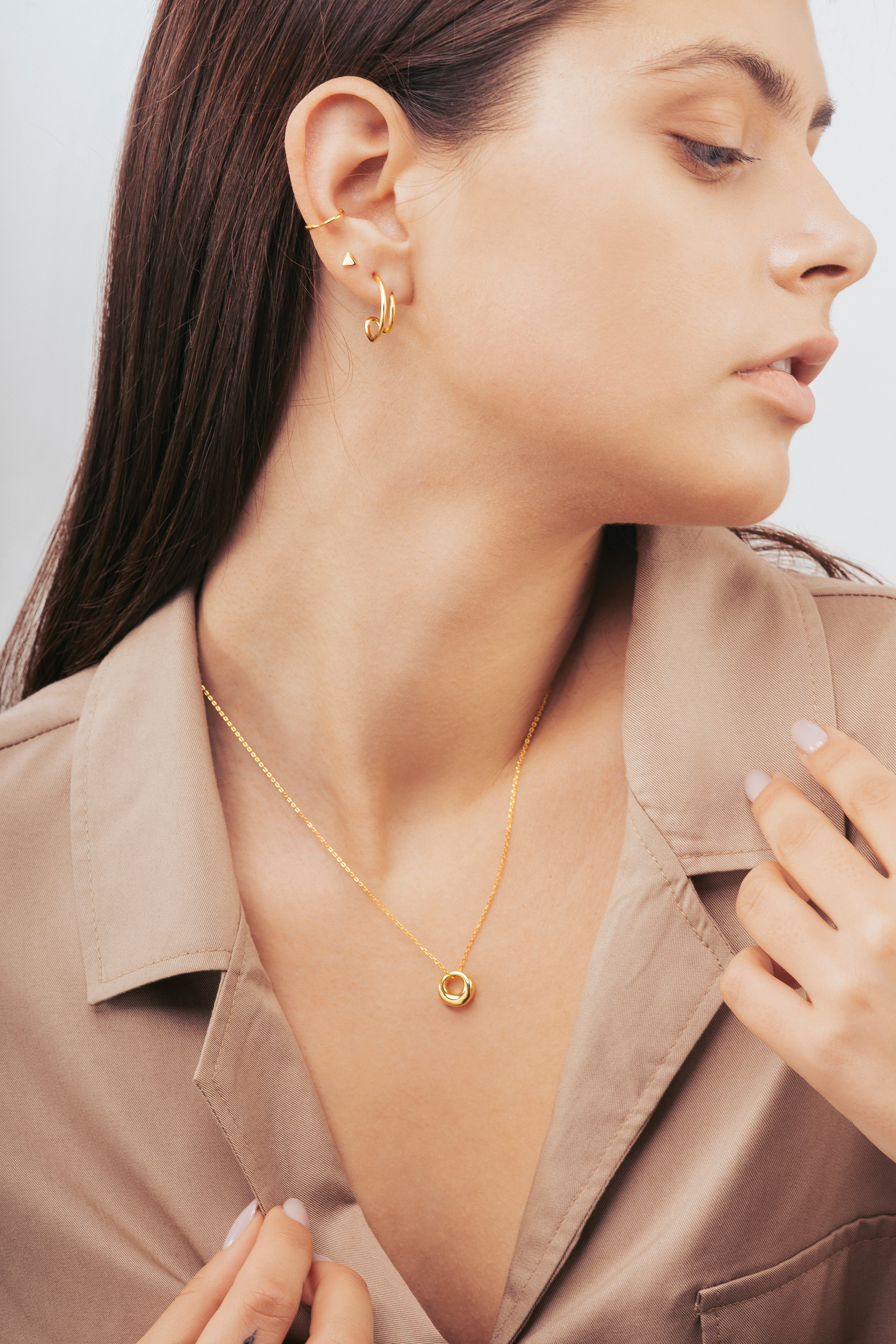 Paauksuoti auskarai CURLY STUD 925 sidabras