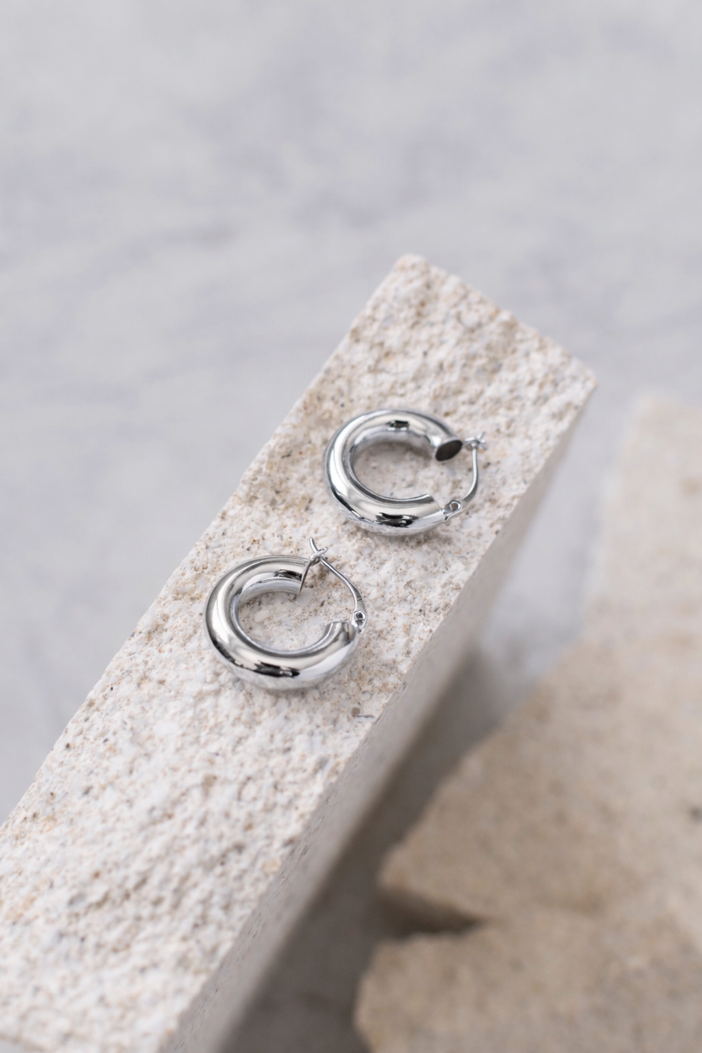 Auskarai Thick Hoop Silver