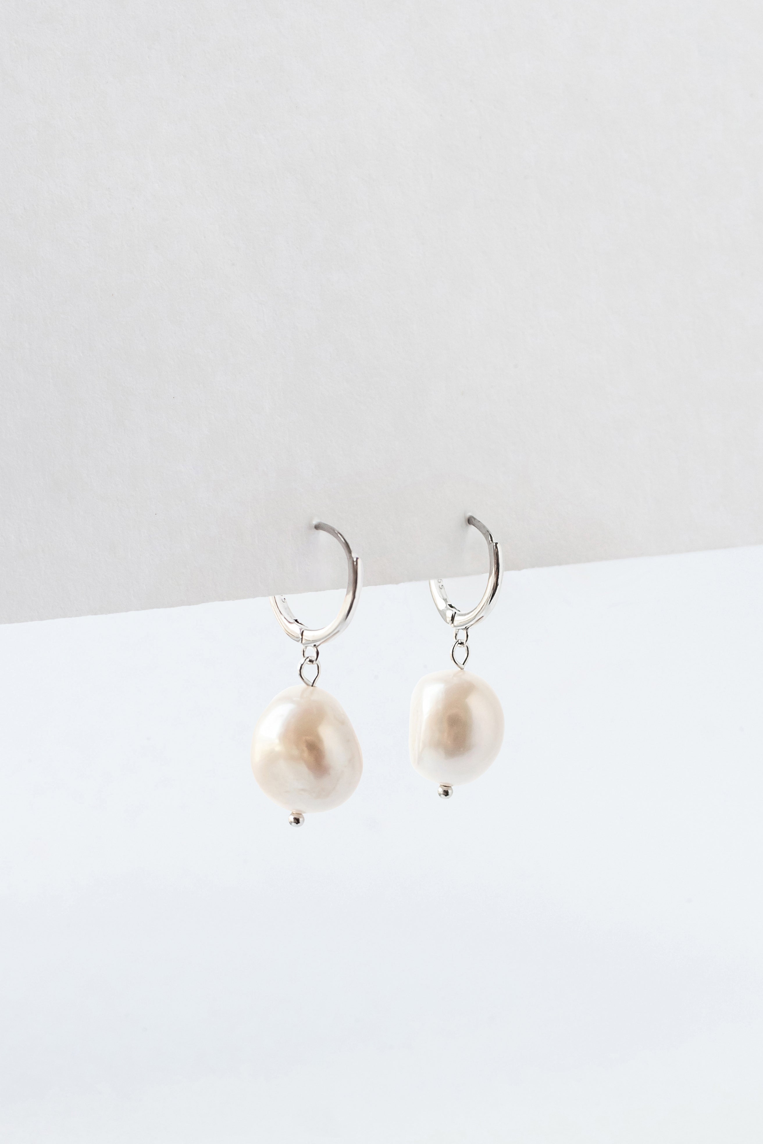 Earrings PEARL HOOP 925 silver