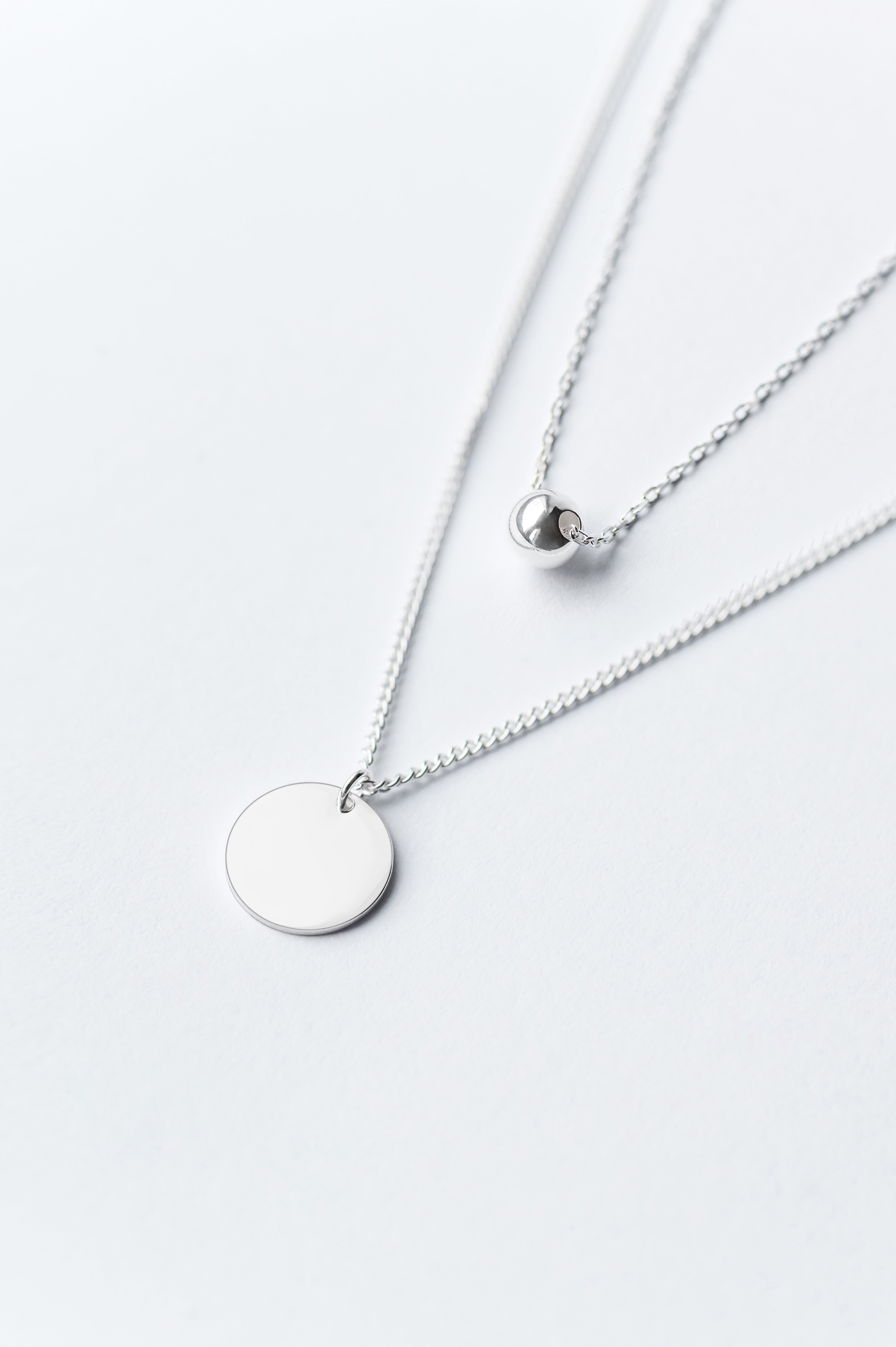 Engravable necklace Layered Bubble Silver