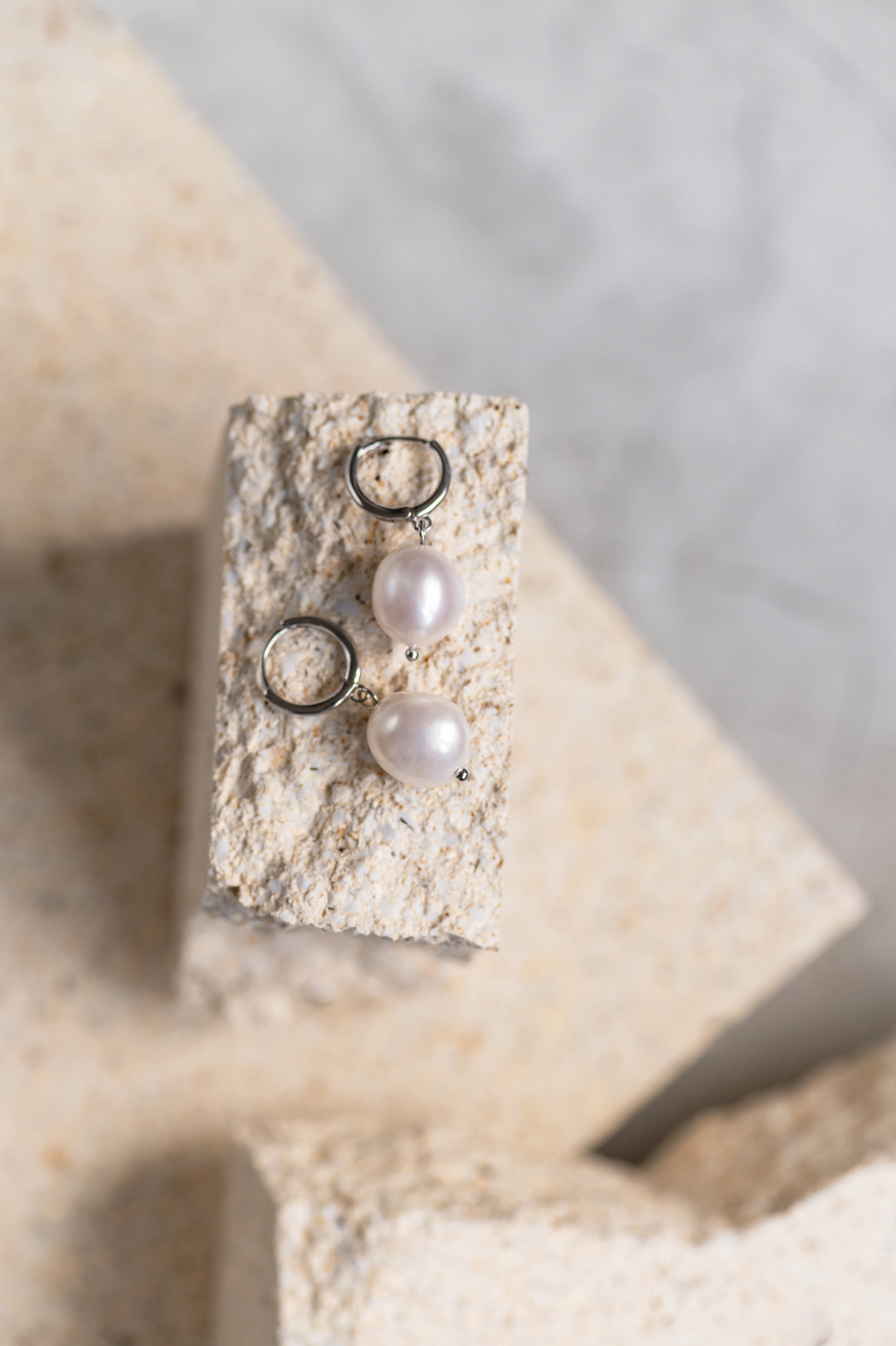 Earrings PEARL HOOP 925 silver