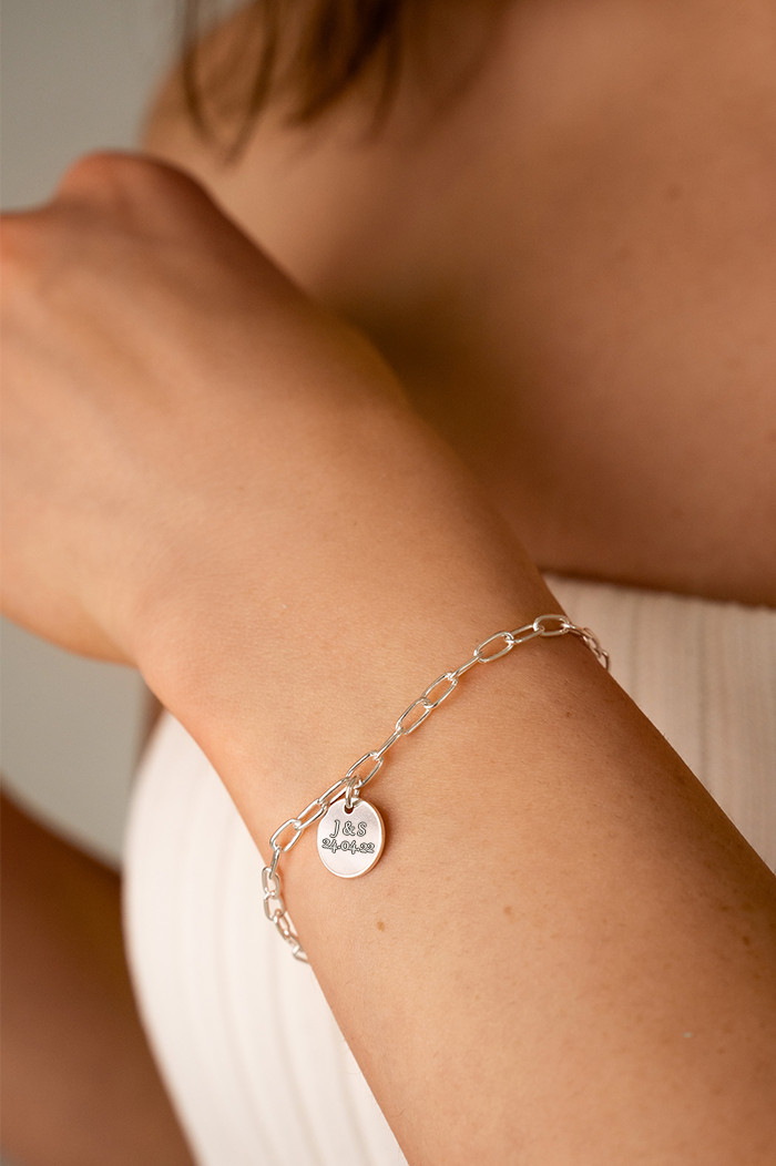 Engravable bracelet Chain Charm Silver