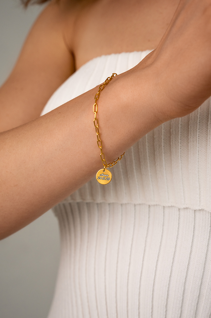 Graviruojama apyrankė Chain Charm Gold