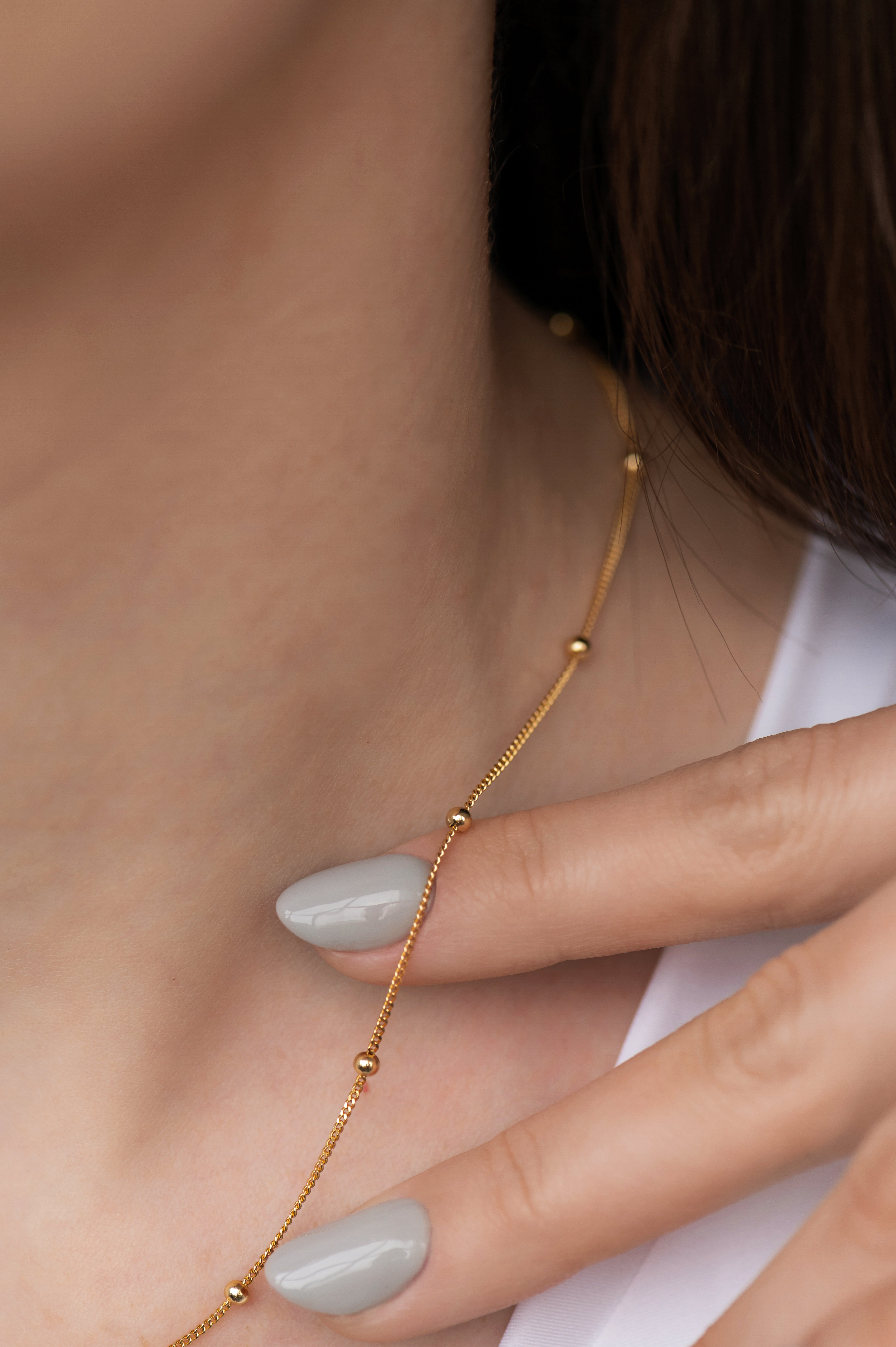 Gold-plated necklace DOTTED 925 silver 32cm