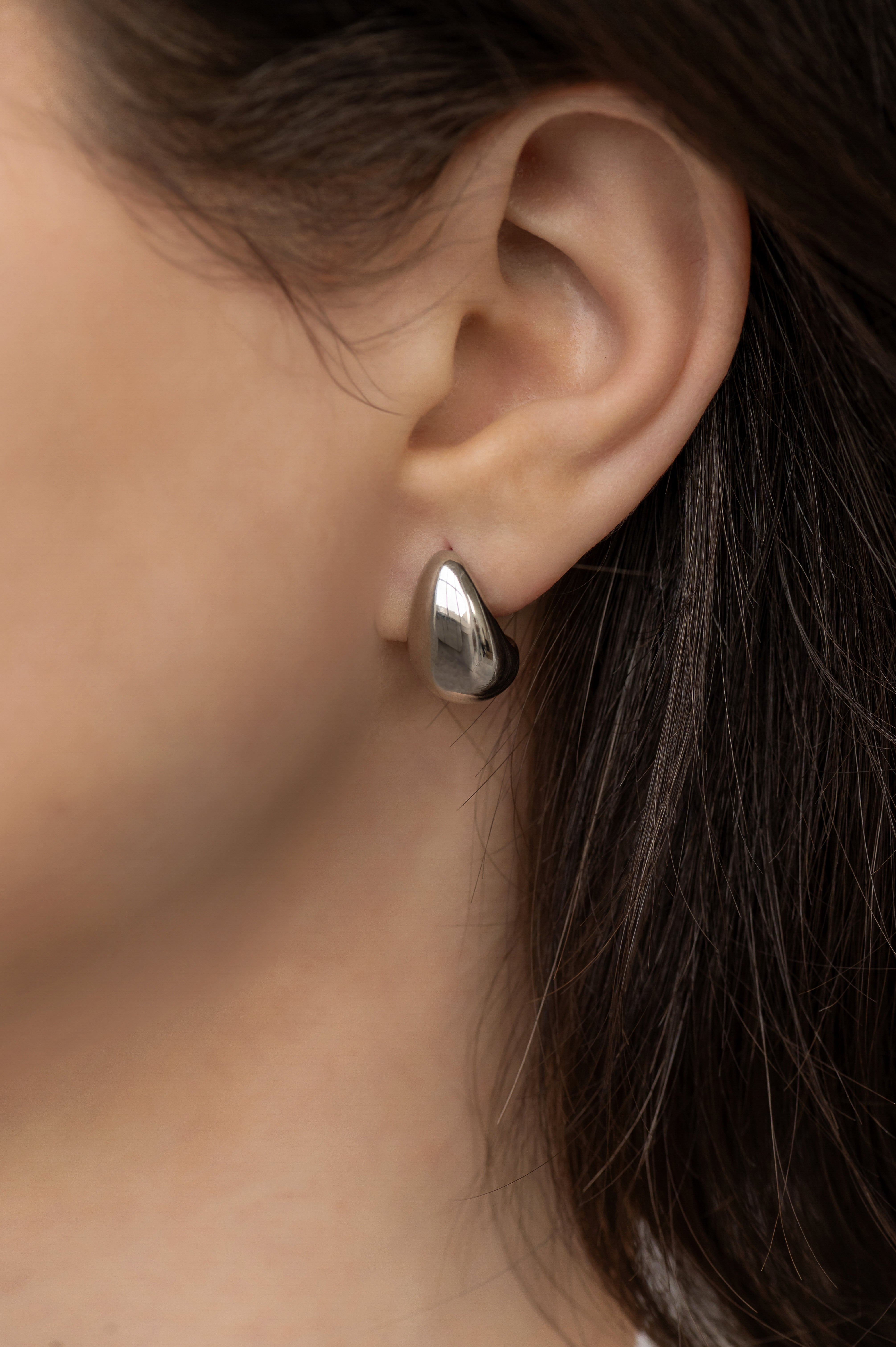 Auskarai Teardrop Stud Silver