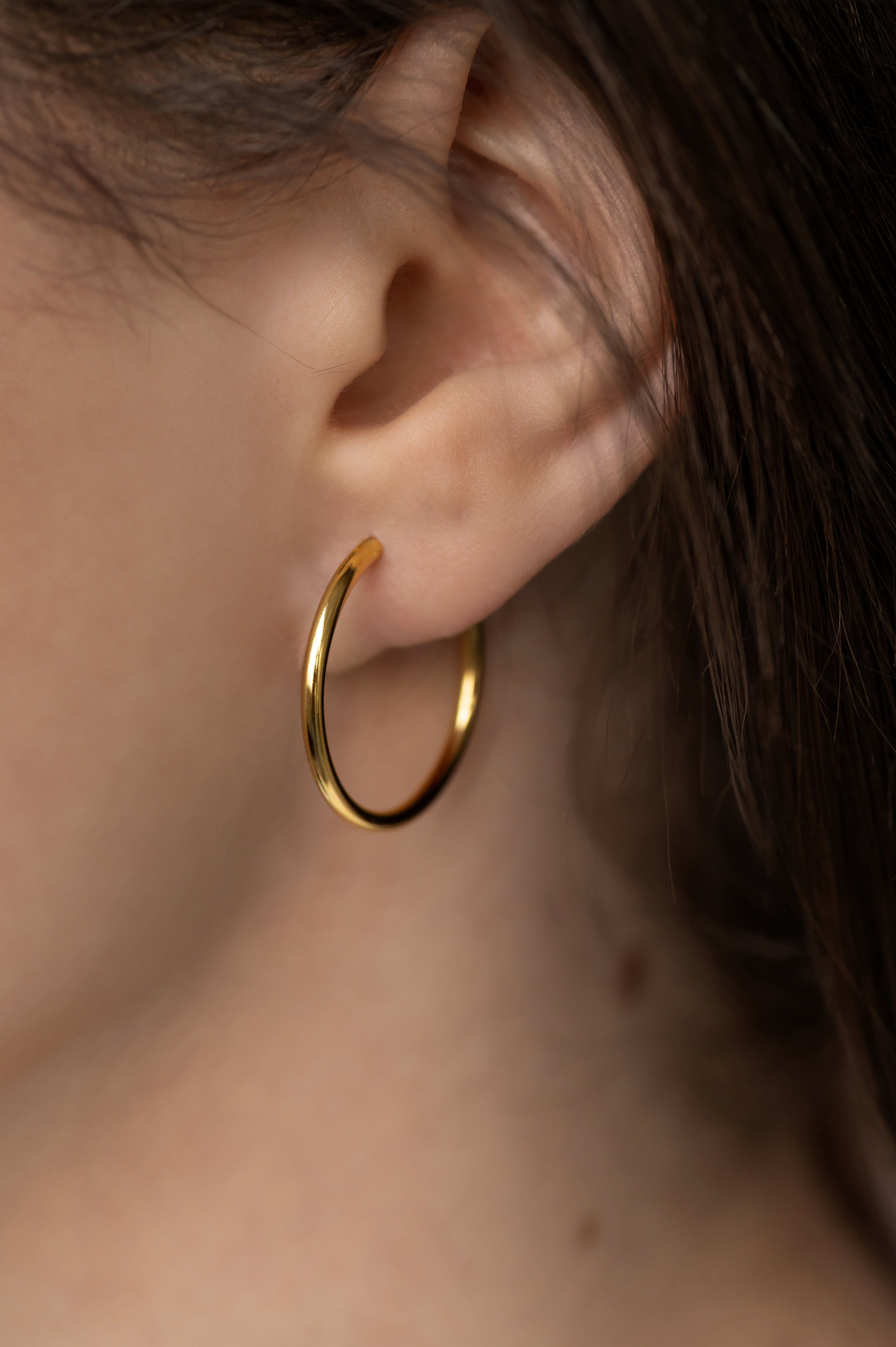 Gold-plated earrings BIG HOOP 925 sidabras