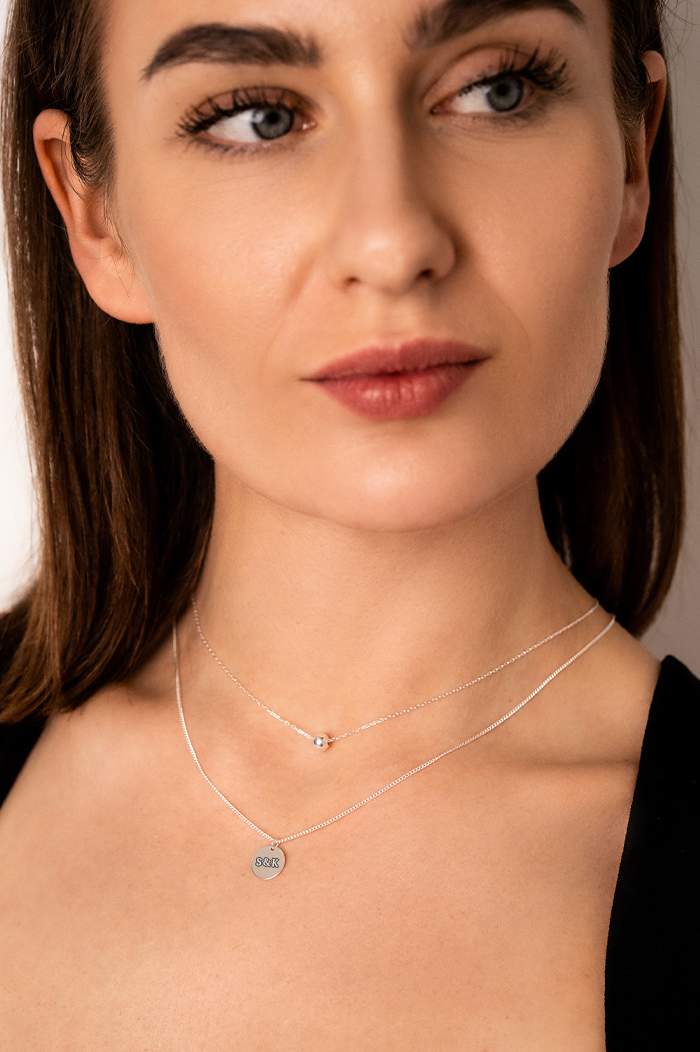 Engravable necklace Layered Bubble Silver