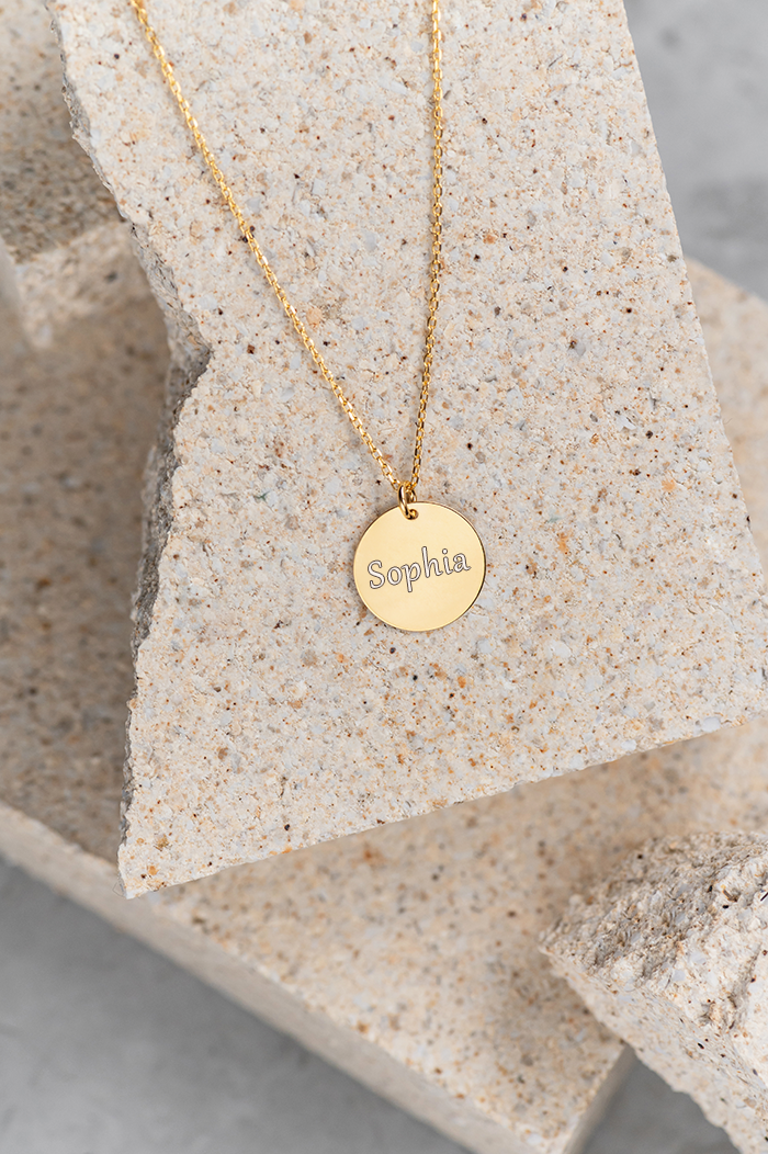 Engravable necklace Plate Gold