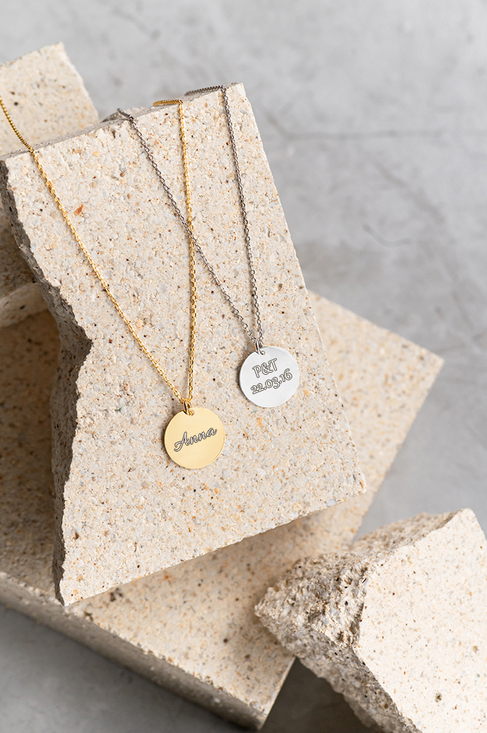 Engravable necklace Plate Gold