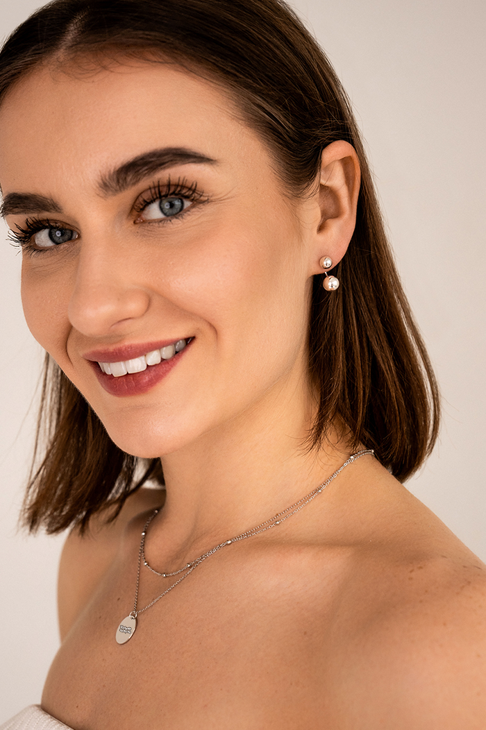 Engravable necklace Dotted Layered Silver