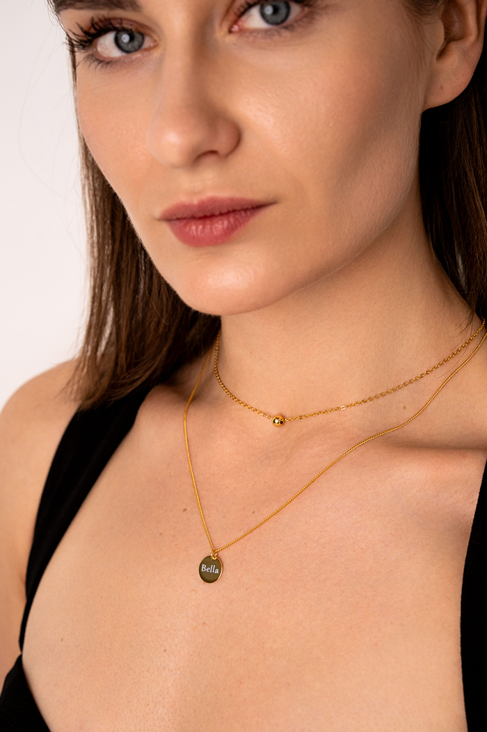 Engravable necklace Layered Bubble Gold