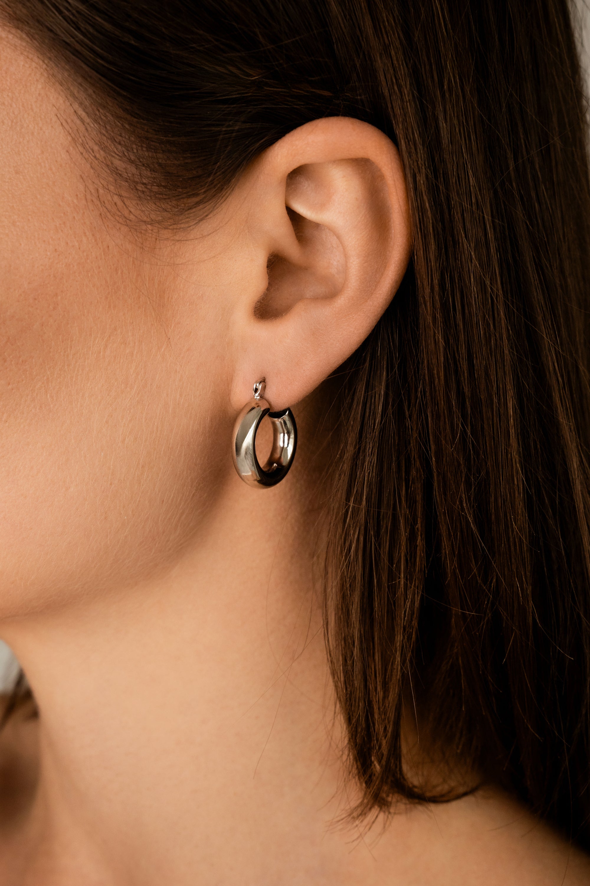 Auskarai Thick Hoop Silver