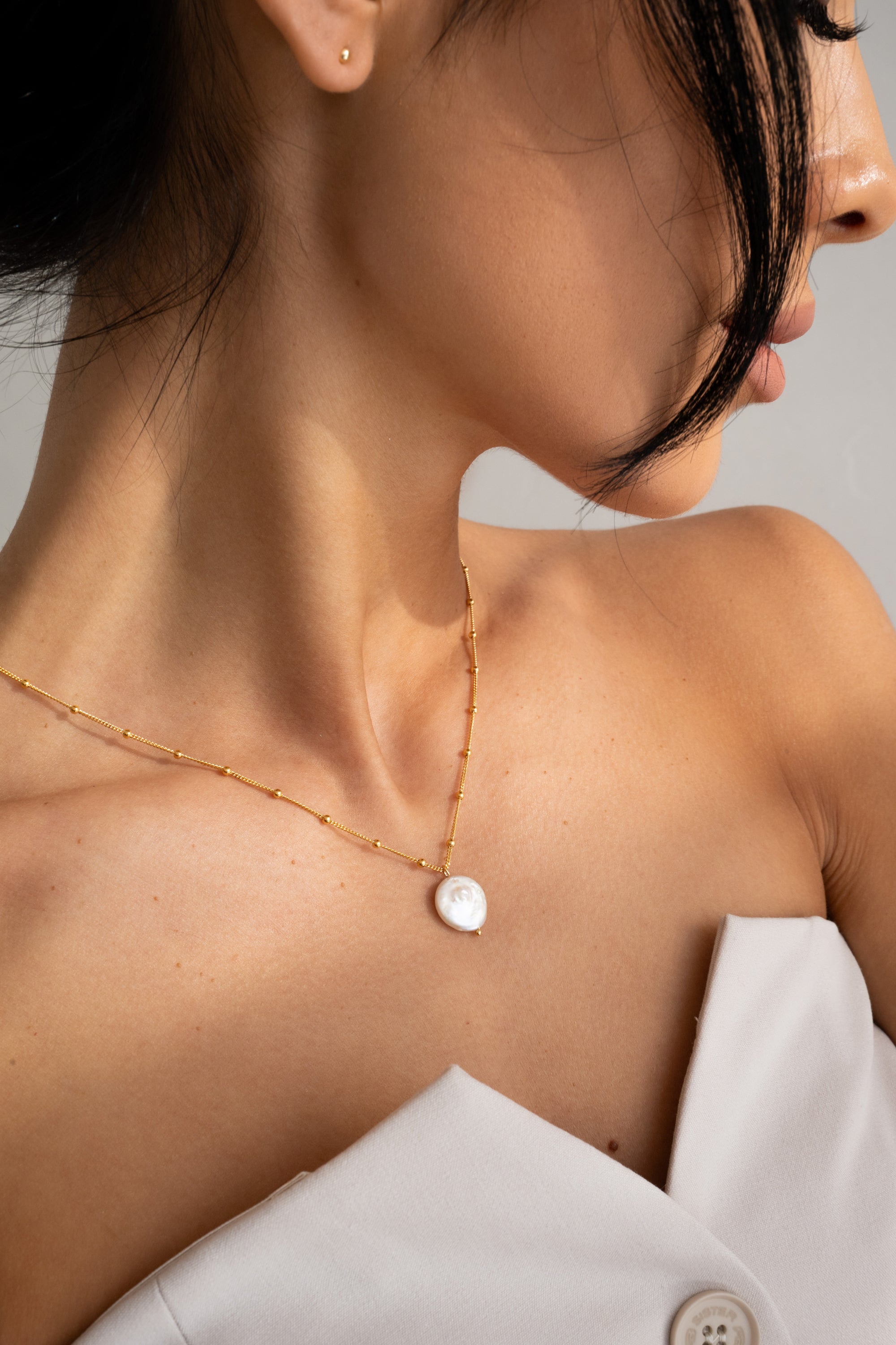 Necklace Dotted Pearl Gold