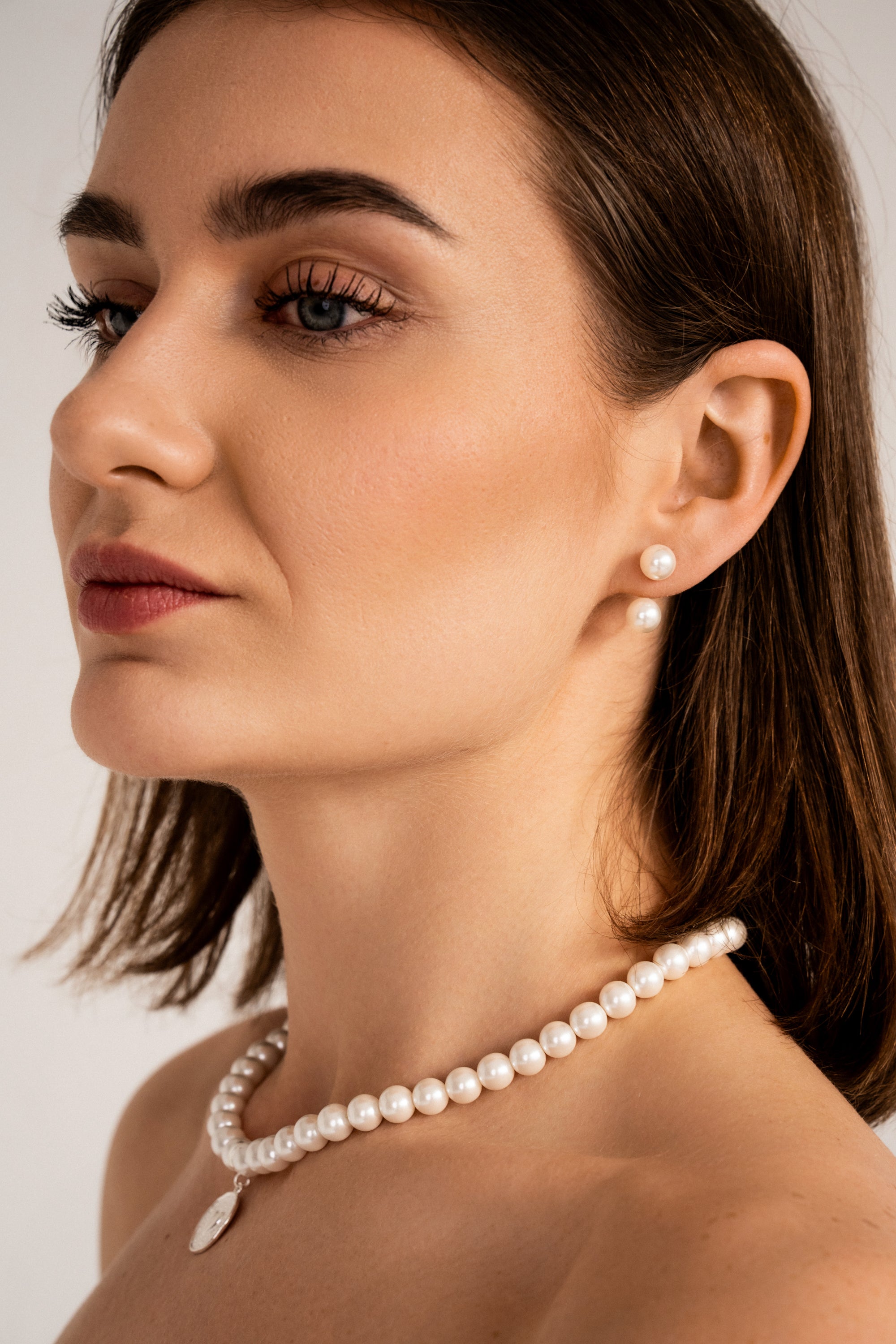 Auskarai Pearl Duo 8 mm Silver