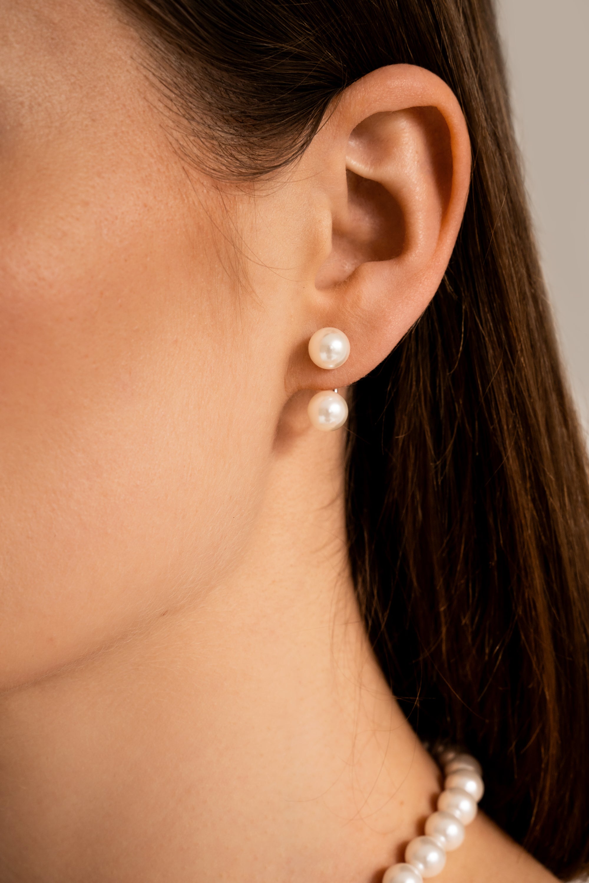 Auskarai Pearl Duo 8 mm Silver