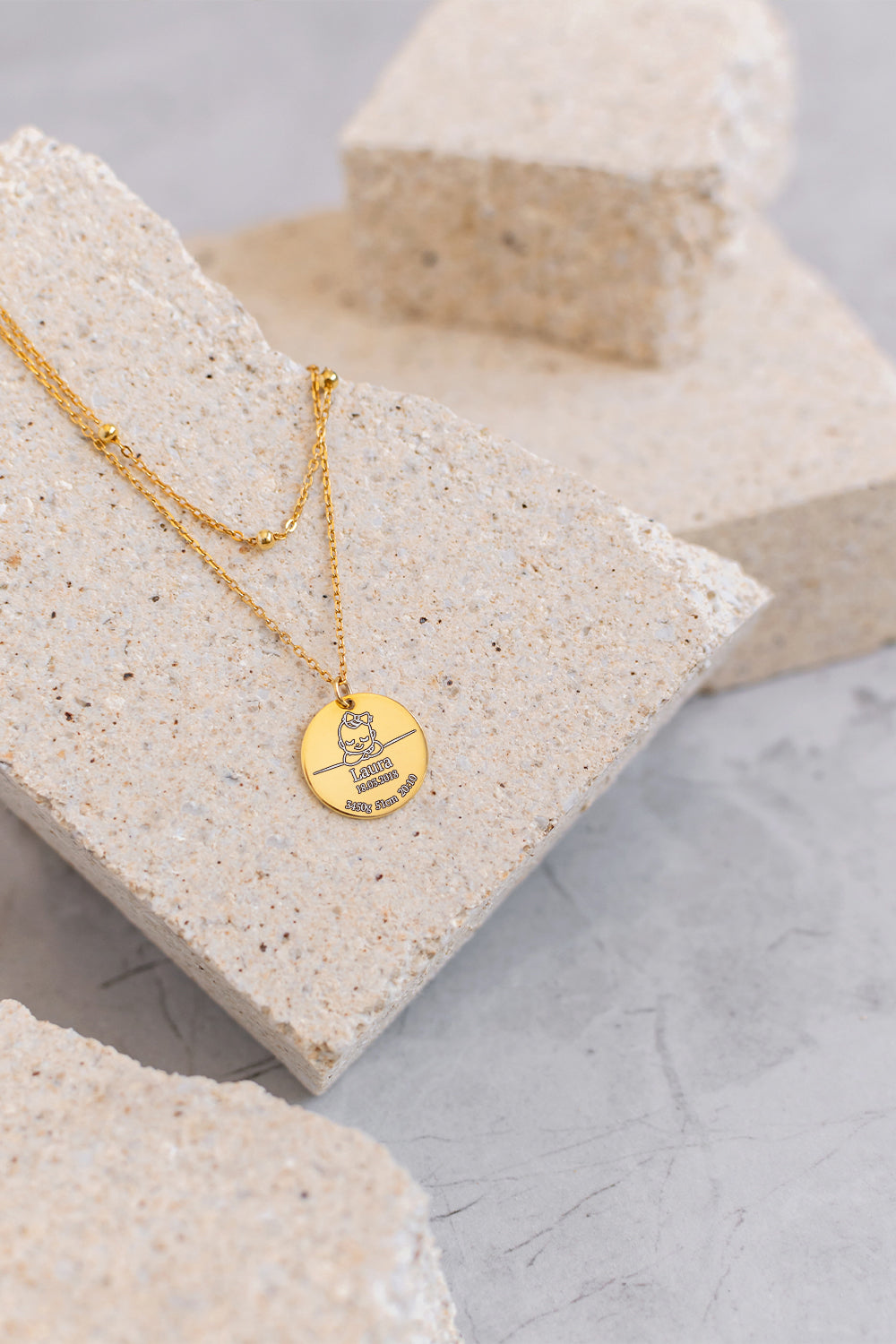 Gravēta kaklarota Dotted Layered Baby Birth