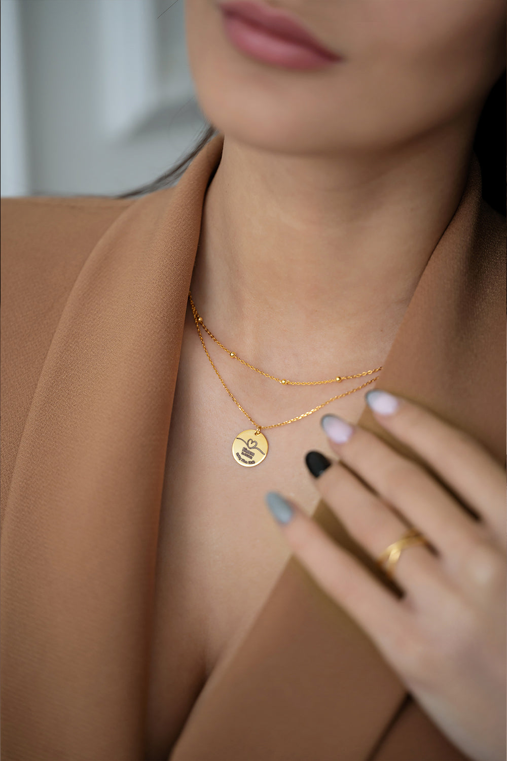 Gravēta kaklarota Dotted Layered Baby Birth