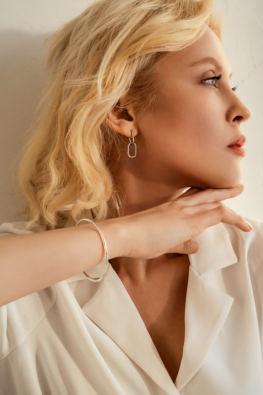 Earrings Wide Chain Silver