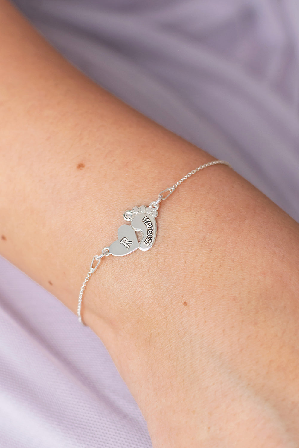 Bracelet HEART & FOOT | INITIAL & DATE