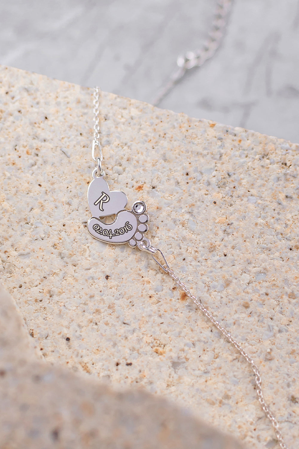 Bracelet HEART & FOOT | INITIAL & DATE