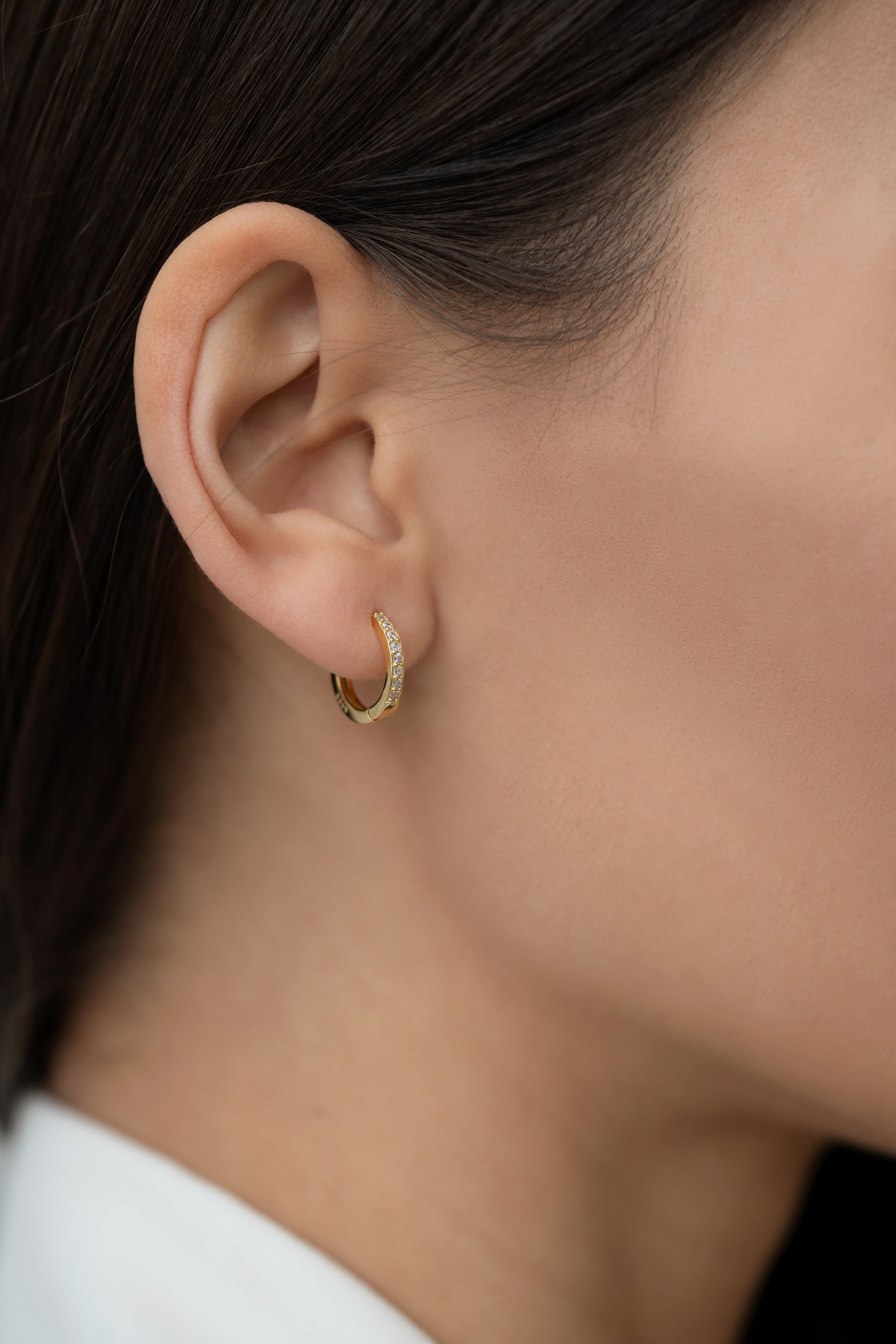 Gold-plated earrings SHINY HOOP 925 sidabras