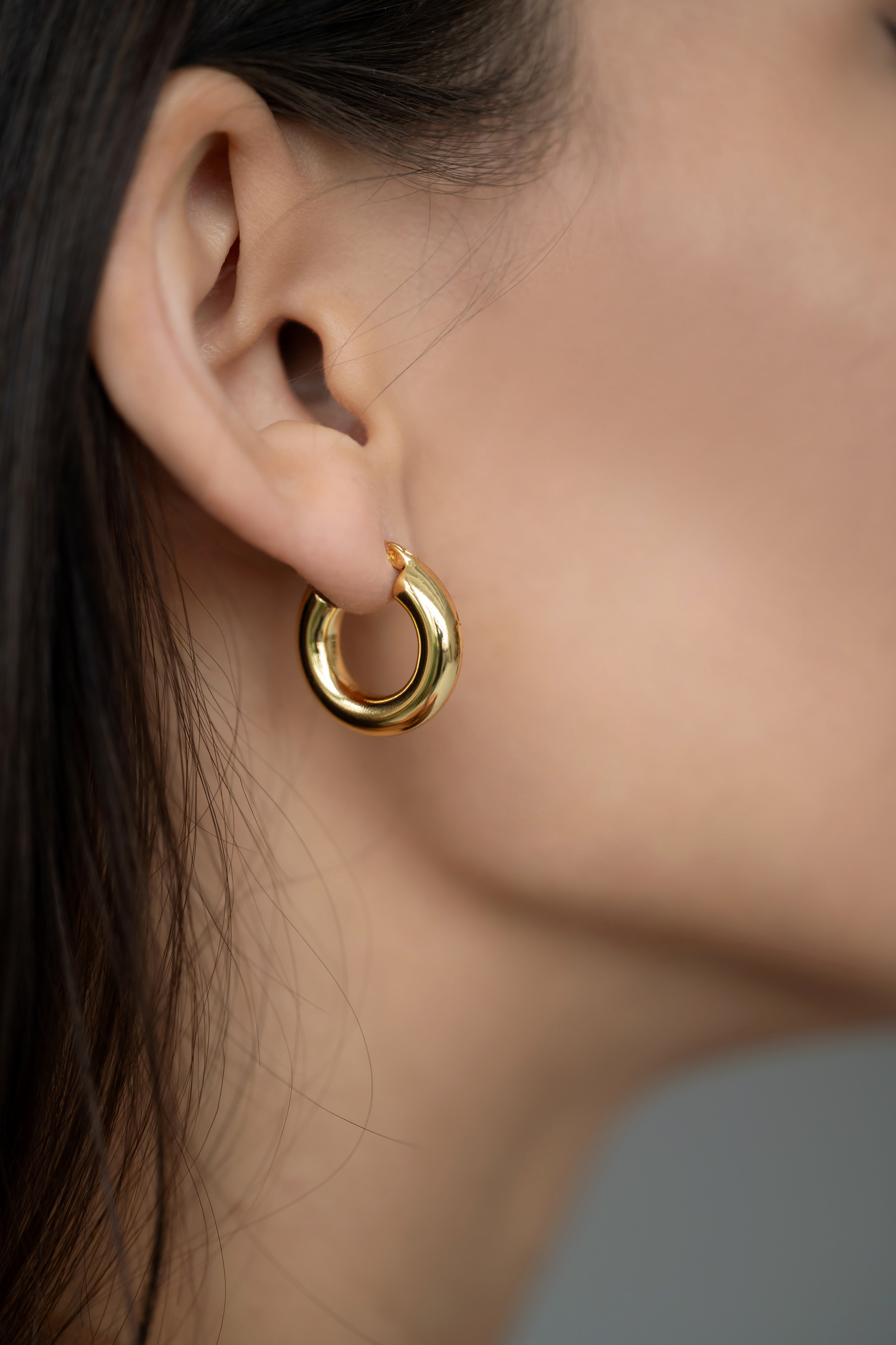 Gold-plated earrings THICK HOOP 925 sidabras