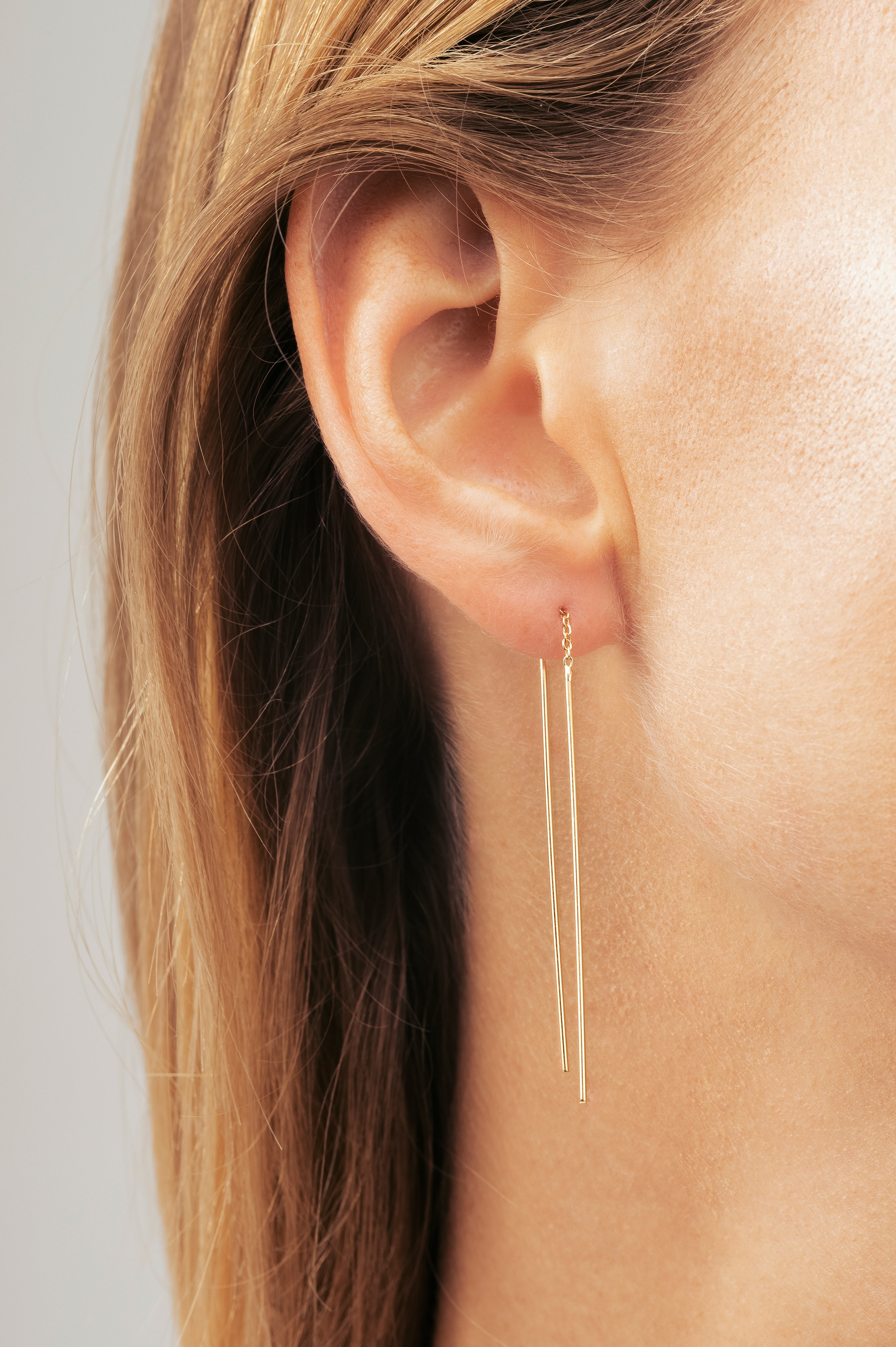 Gold-plated earrings LONG THREADER 925 silver