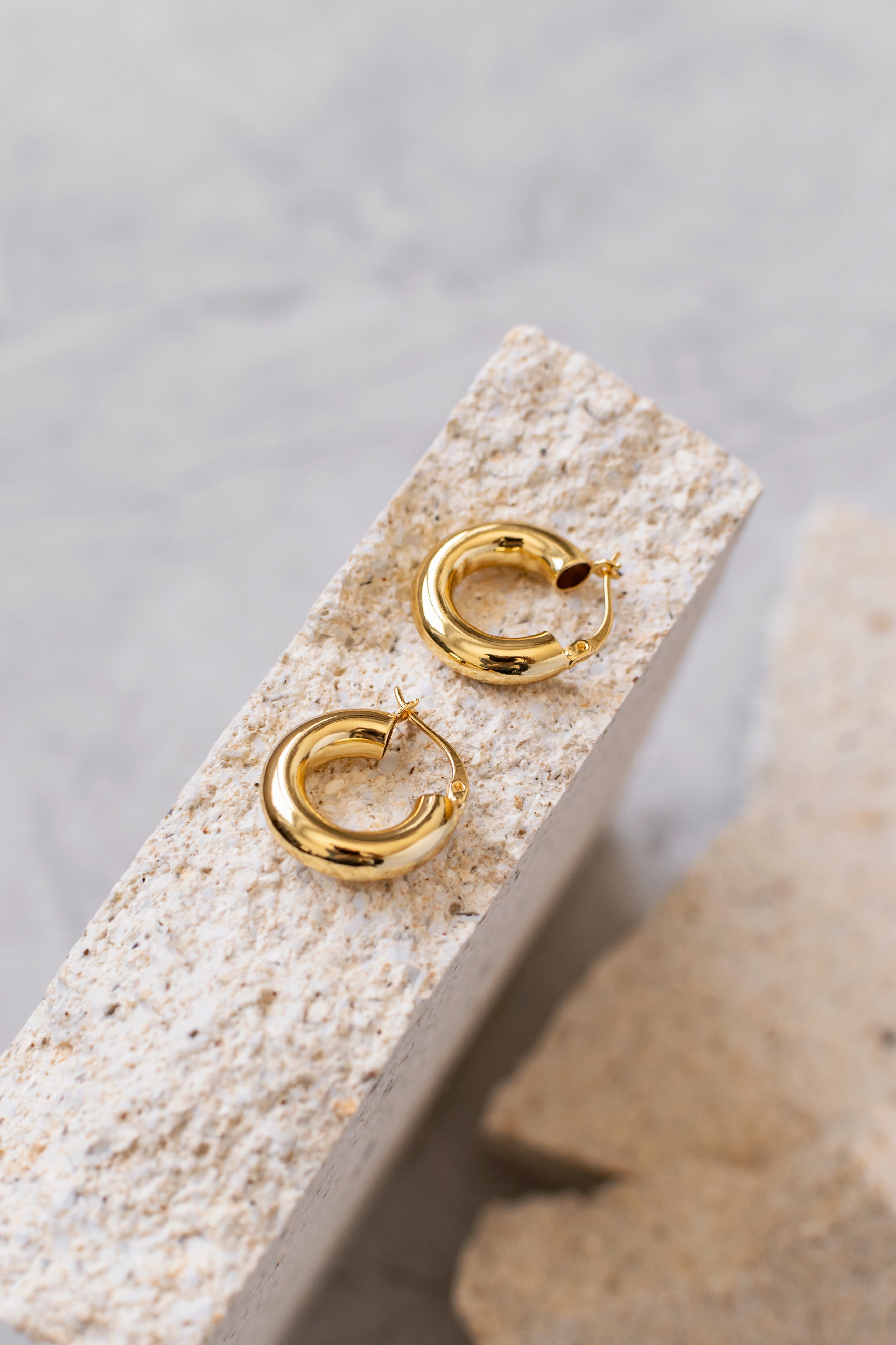 Gold-plated earrings THICK HOOP 925 sidabras