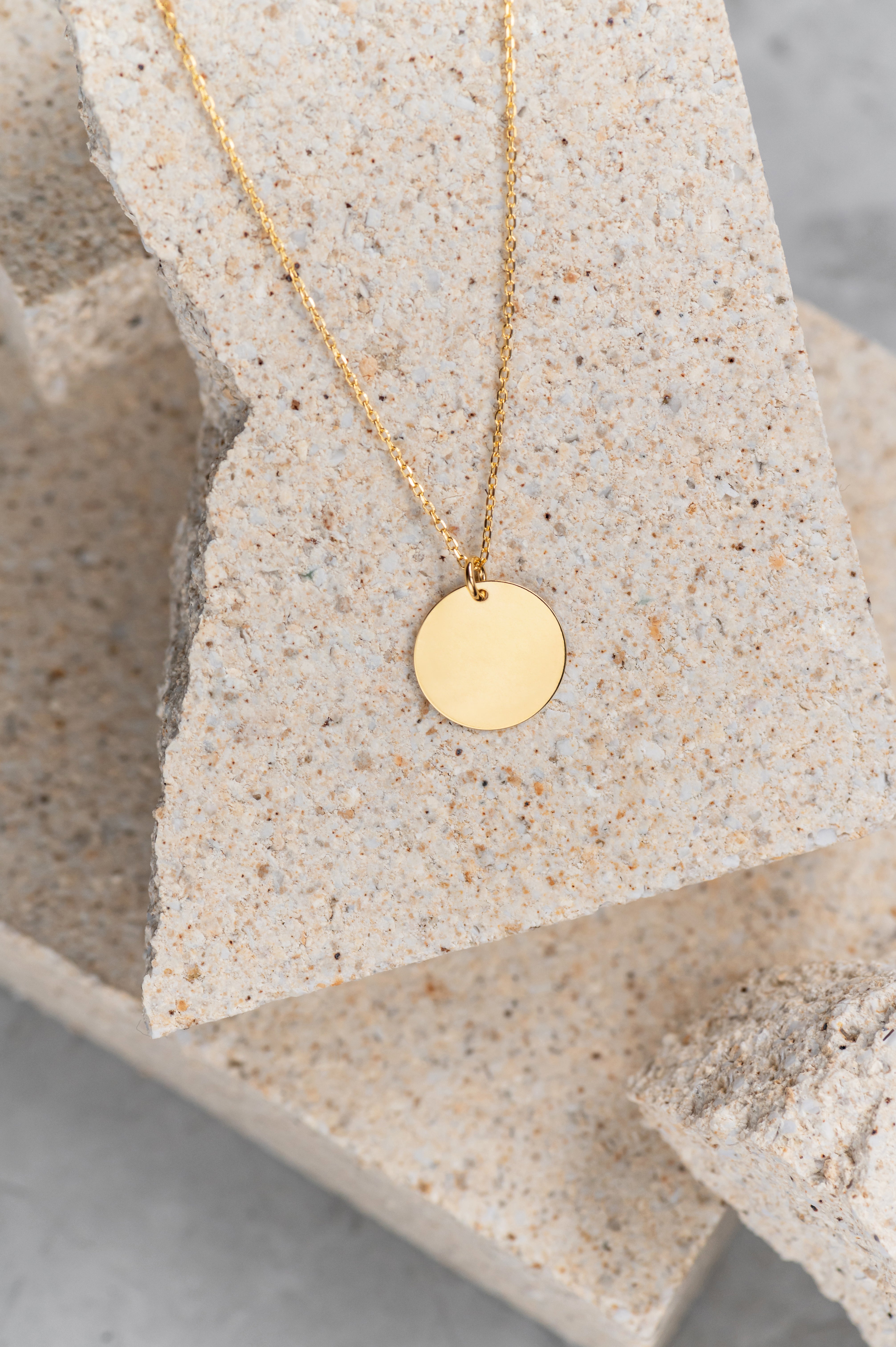 Gold-plated necklace COIN (17mm) 925 silver