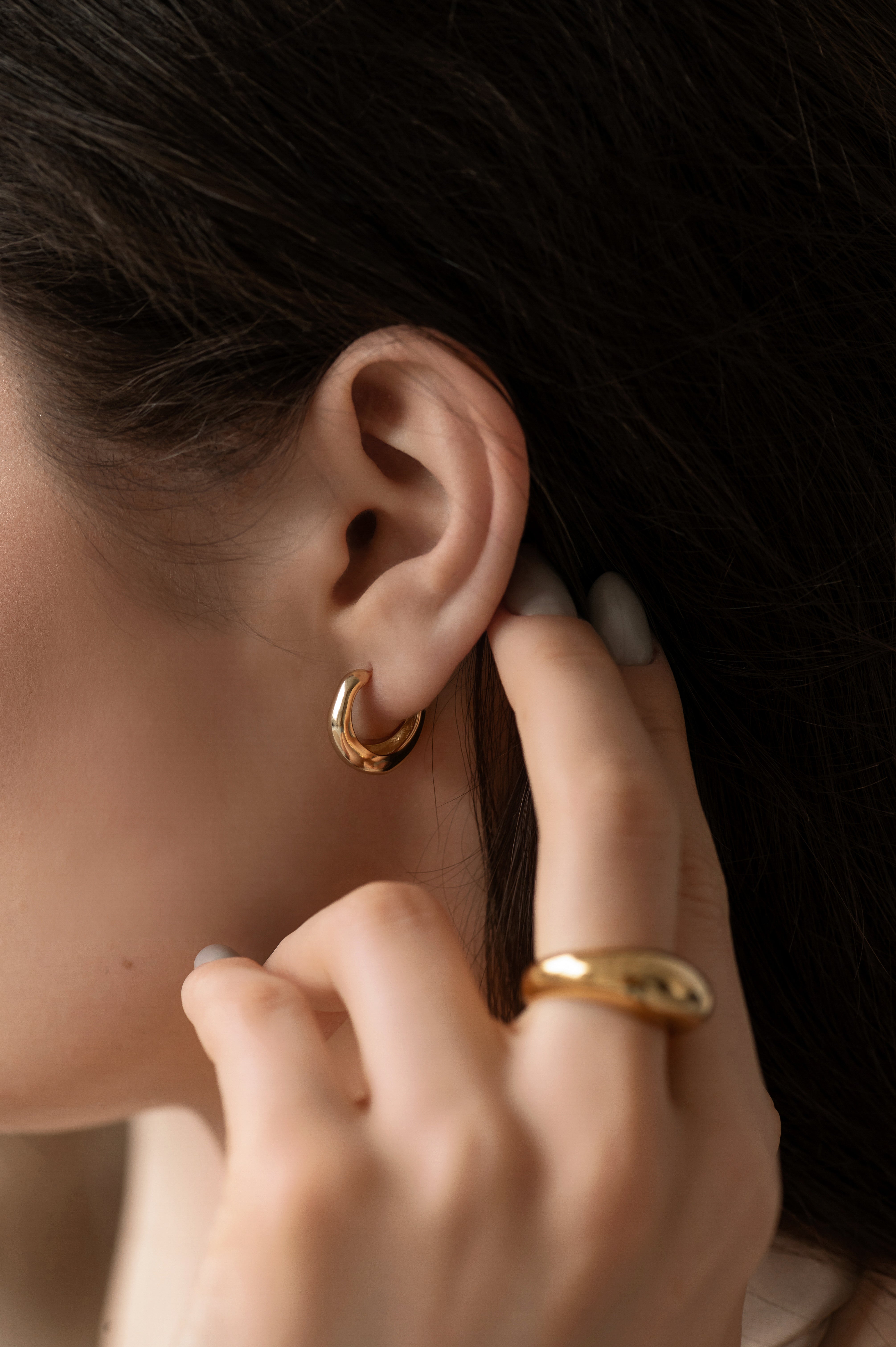 Gold-plated earrings OPEN HOOP 925 silver