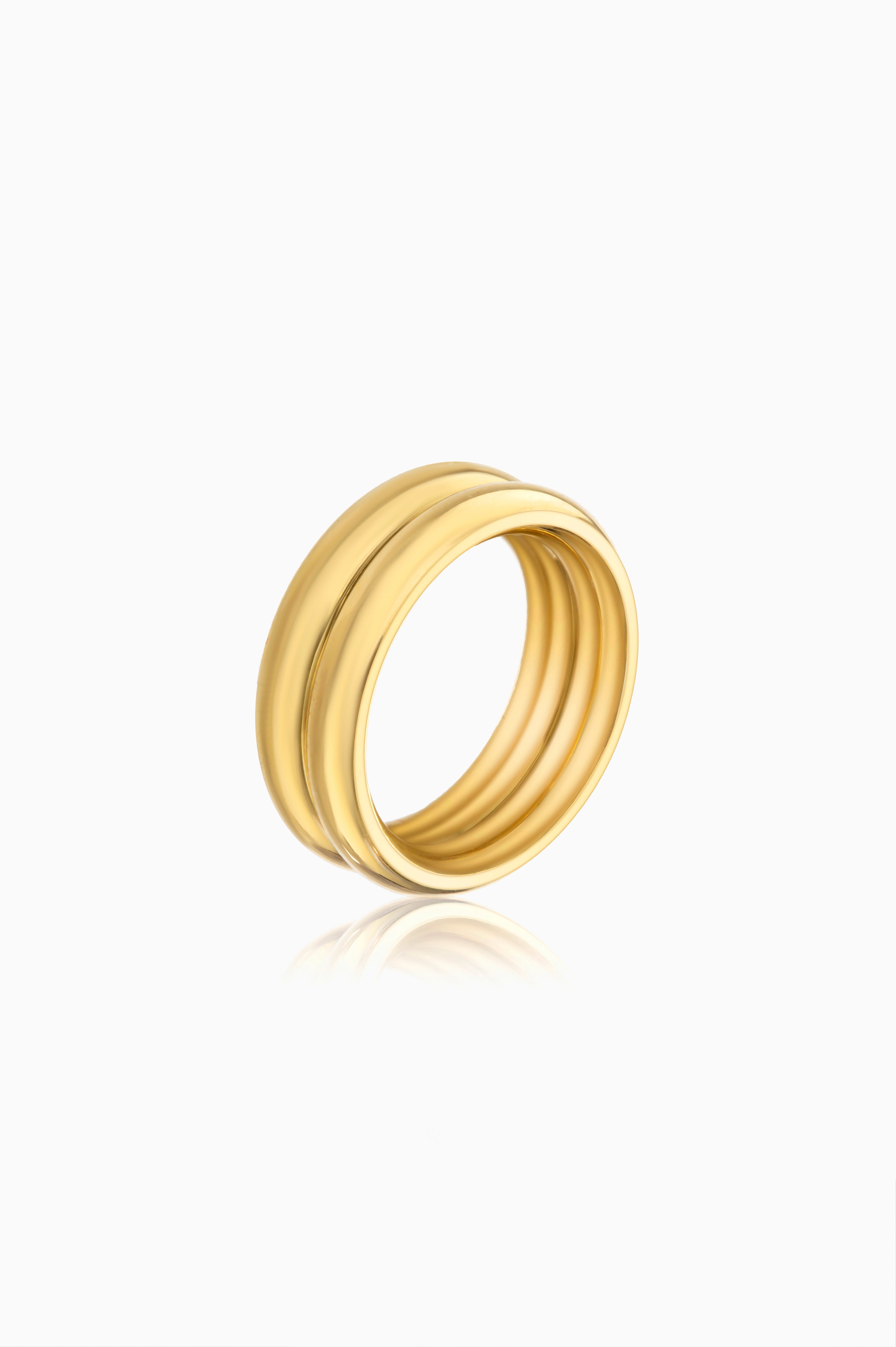 Gold-plated ring STACK stainless steel