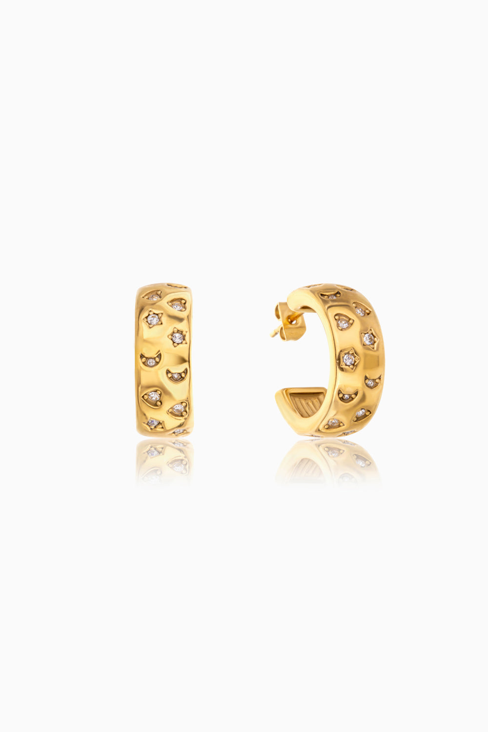 Gold-plated earrings UNIVERSE HALF HOOP stainless steel