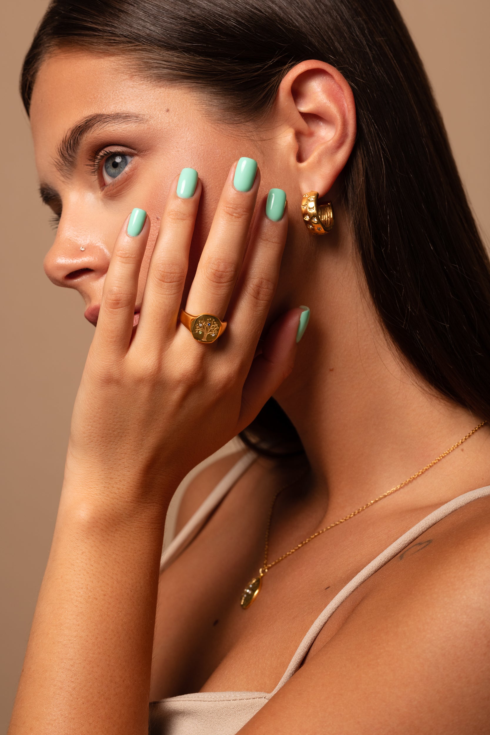 Gold-plated earrings UNIVERSE HALF HOOP stainless steel