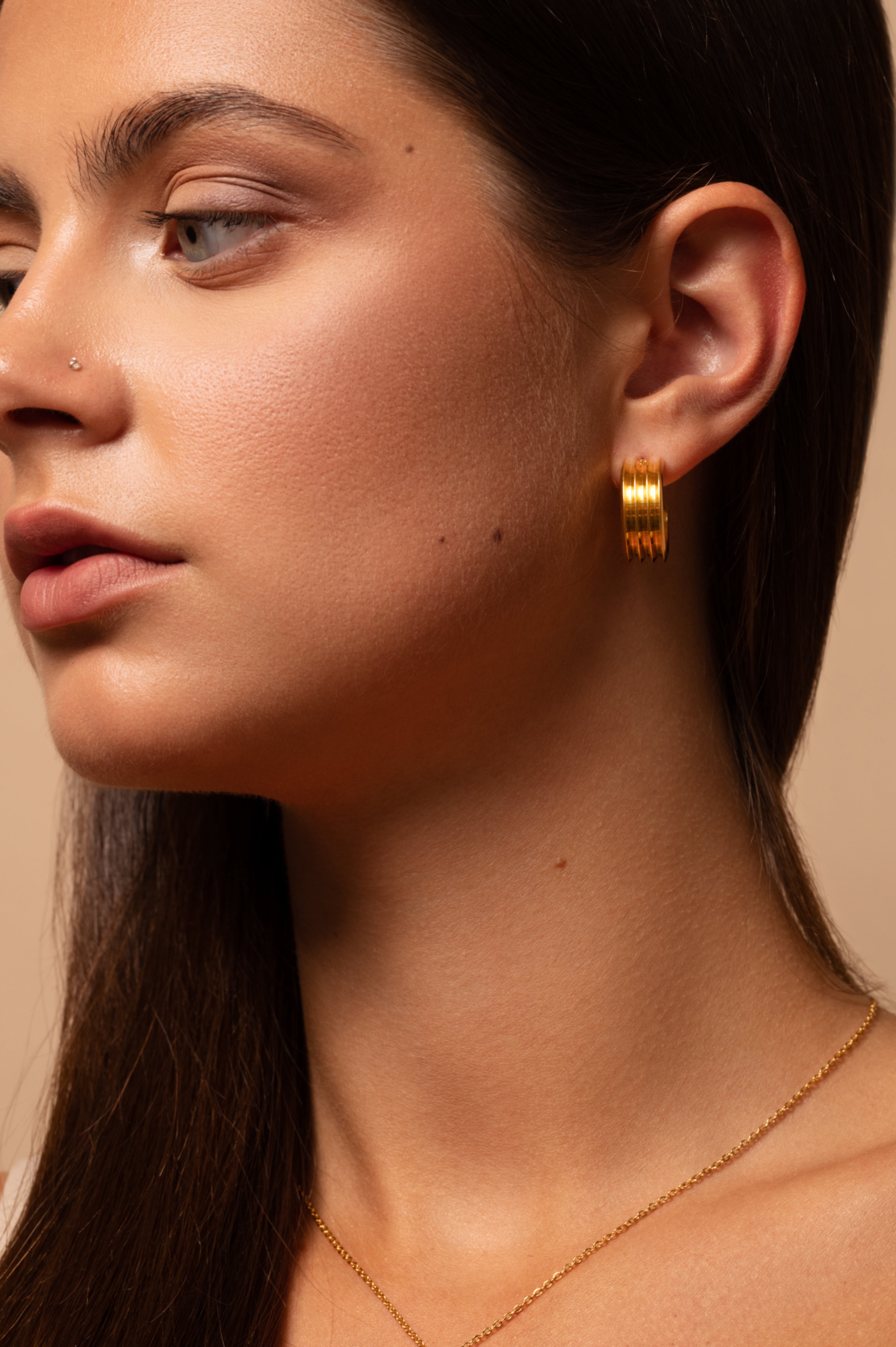 Gold-plated earrings VINTAGE HALF HOOP stainless steel