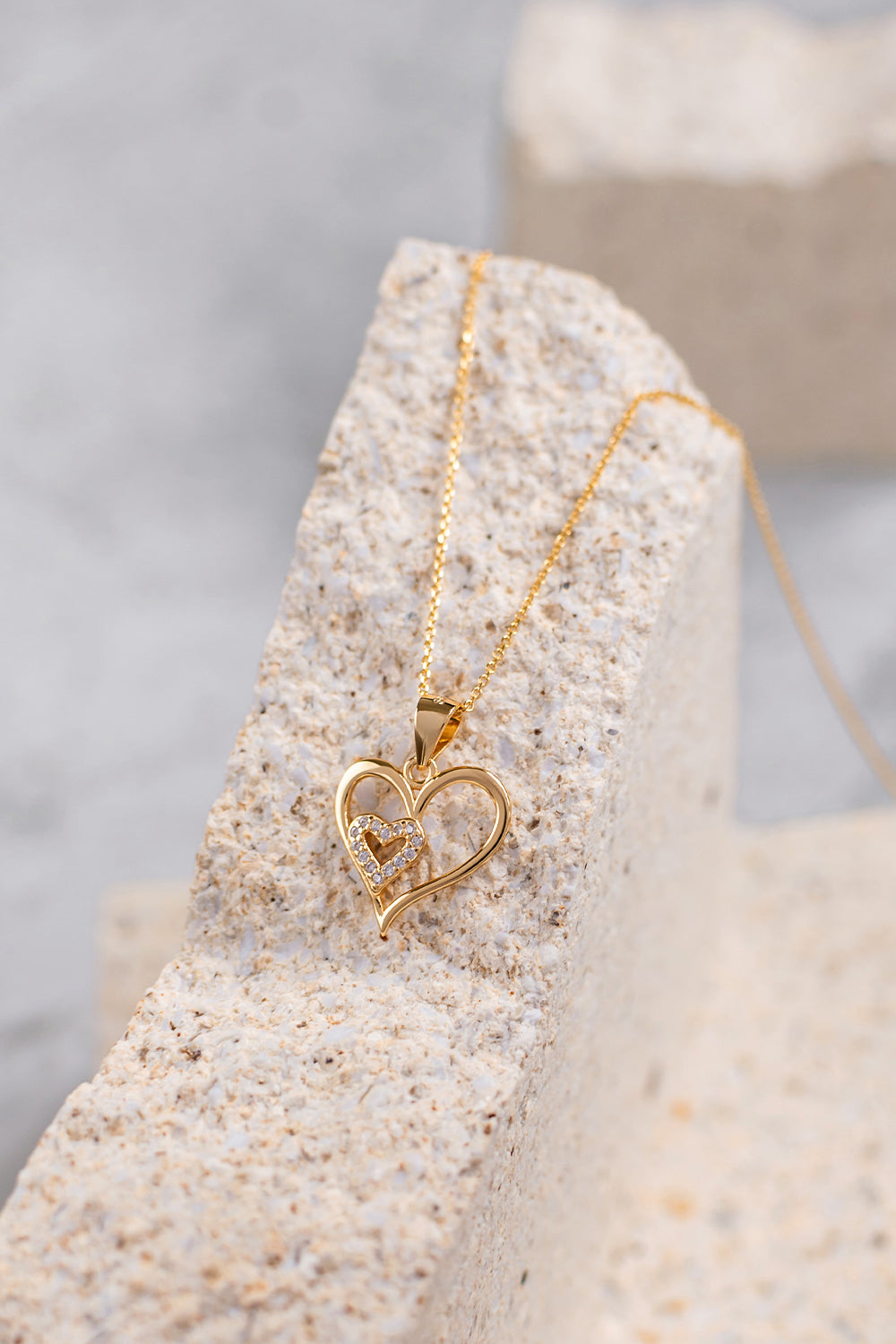 Gold-plated necklace HEART 925 silver