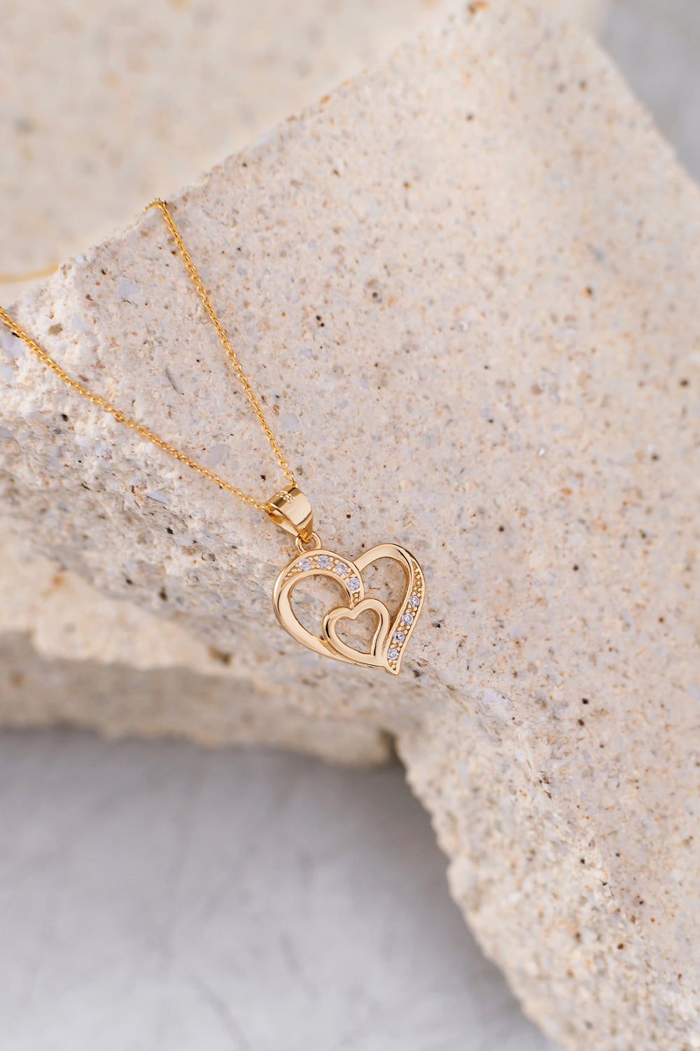 Gold-plated necklace SHINY HEART 925 silver