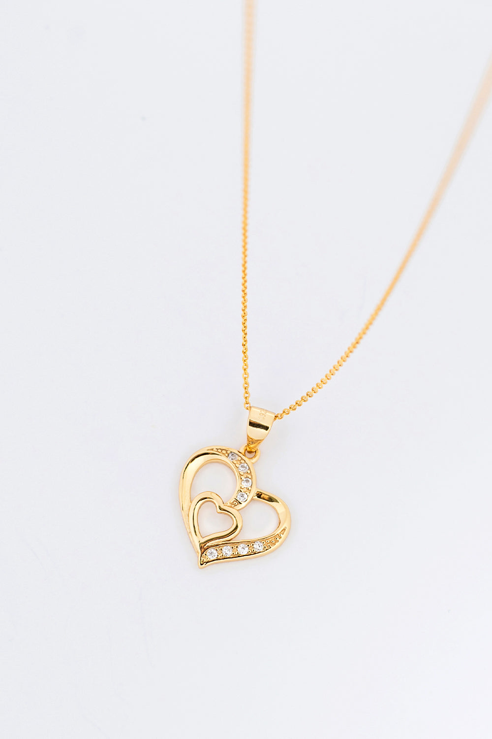 Gold-plated necklace SHINY HEART 925 silver